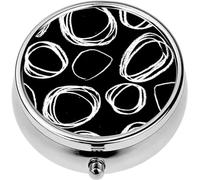 Mini Portable Pill Case Box for Purse Vitamin Medicine Metal Small Cute Travel Pill Organizer Container Holder Pocket Pharmacy Minimal Artistic Freehand Circles