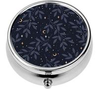 Mini Portable Pill Case Box for Purse Vitamin Medicine Metal Small Cute Travel Pill Organizer Container Holder Pocket Pharmacy Magic Plants and Stars