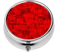 Mini Portable Pill Case Box for Purse Vitamin Medicine Metal Small Cute Travel Pill Organizer Container Holder Pocket Pharmacy Abstract Grunge Urban Geometric Chaotic Words Letters