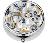 Mini Portable Pill Case Box for Purse Vitamin Medicine Metal Small Cute Travel Pill Organizer Container Holder Pocket Pharmacy Scandinavian Christmas