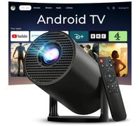 Mini Portable Projector for Bedroom 4K Support App Control Upgraded 300Pro+ | Home Cinema Projector Android 14 Built-in Apps Auto Keystone Ceiling TV Projector WiFi 6 & Bluetooth 5.4,OptiBarrel 500 Black