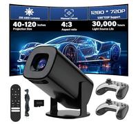Mini Portable Projector with WiFi and Bluetooth, 720P 200 ANSI, Android 14, Compatible with 36000+ Games 14 Emulators, 180° Rotatable Smart Projector for Bedroom, Outdoor (U1,Black)