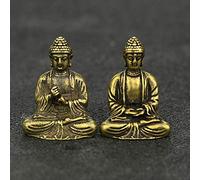 Mini Portable Retro Brass Buddha Zen Statue Pocket Sitting Buddha Hand Toy Sculpture Home Office Desk Decorative Ornament Gift Art collection
