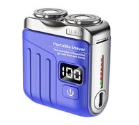 Mini Portable Rotary Dual Ring Electric Shaver, 2025 New R-19 Dual-Head Electric Shaver with LED Digital Display,USB Rechargeable One-Button Long Lasting for Home Travel (Blue)