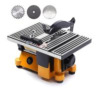 Mini Portable Table Saw with 3 Blades - Compact Electric Cutting Machine, Adjustable Miter Guide, High-Speed Motor - Perfect for DIY Crafts, Wood, Metal, Ceramic, Glass