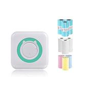 Mini Portable Thermal Printer Paper Rolls 57mm Pocket Printing Wireless Connect Printers Add 9Rolls B (Color : BL add 9Rolls B)