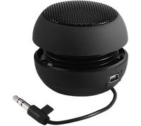 Mini Portable Travel Speaker with 3.5mm Cable - Retractable, USB Charging, 180mAh Battery, Low Power, Black