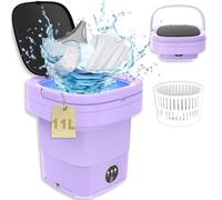 Mini Portable Washing Machine, 11L Foldable Washer with Spin-Dry, Small Underwear Washing Machine, Laundry Machine for Apartments, Clothes,Socks,Pet Supplies,Camping,Travel EN-926 ( Color : Purple )