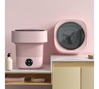 Mini Portable Washing Machine, 11L High Capacity Foldable Ultrasonic Turbo Washing Machine, Blue Light Sterilization Washer for Baby Clothes, Underwear, Sock, Towels, Home, Business, Travel (Pink)