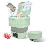 Mini Portable Washing Machine, 9L, 3 Modes, Blue Light, Ideal for Underwear, Socks, Baby Clothes. Foldable for Space-Saving, Perfect for Apartments, Hotels, Camping & Travel (Green)