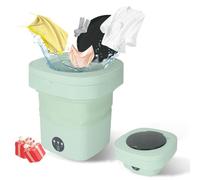 Mini Portable Washing Machine, 9L Foldable Washer with 3 Modes, Ideal for Baby Clothes, Underwear, Socks, Space-Saving Design for Home, Apartment, Hotel, Camping & Travel (Green)