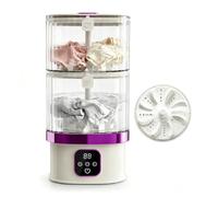 Mini Portable Washing Machine, Cordless 2L+2L Dual Tub Washer | Rechargeable Laundry Cup, Type-C Powered, Ideal For Dorms, RVs And Travel, Three Active Wash Modes, Digital Display(Purple)