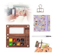 Mini Portable Watercolor Palette Set,Solysta Travel Paint Palette,Portable Solysta Paint Palette for Travel,Mini Watercolor Paint Set with Clip,Sketchbook Wooden Palette Box (C)