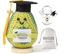 Mini Positive Crochet Avocado - Fun Graduation Gifts, Emotional Support Gift for Her Him High School & College Graduate Class of 2026 Leavers Gifts, Cute Crochet Animals with Drawstri Keyring