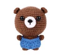 Mini Positive Crochet Bear, 3.5 Inch Stuffed Animal Knitted Funny Pocket Potato Wool Emotional Doll Toy Handmade Support Gift for Birthday Party Decoration Encouragement