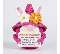 Mini Positive Crochet Gnomes - Crochet Gnome Emotional Inspirational Support Christmas Stocking Stuffers Xmas Galentines Birthday Cheer Positive Gift for Kids Friend Teen Girl Daughter Sister Bestie
