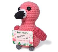 Mini Positive Flamingo Crochet Gifts, Birthday Gifts for Women Men Handmade Presents, Inspirational Small Animals Cute Flamingo, Emotional Cheer Up Funny Decor (Best Friend)