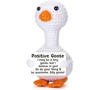 Mini Positive Goose Crochet Animal Desk Decor Christmas Stocking Stuffers White Elephant Gifts for Teen Girls Women Kids Daughter Friend Ideal for Birthday Xmas Emotional Cheer Support(positive goose)