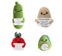 Mini Positive Potato Gifts, Cute Crochet Animals Penguins Woll Doll with Positive Card, Funny Emotional Support Best Friends Christmas Birthday Gifts for Women Men Office Desk Decor(Vegetable)