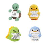Mini Positive Potato Gifts, Cute Crochet Animals Penguins Woll Doll with Positive Card, Funny Emotional Support Best Friends Christmas Birthday Gifts for Women Men Office Desk Decor(New)