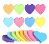 Mini Post It Notes - 240 Cute Heart Sticky Notes, 8 Pads in Bright Colours 75 × 75 mm - Self-Adhesive Post Its Sticky Notes for Office, School & Home Organization