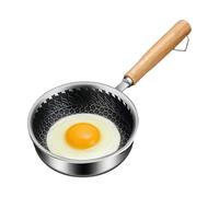Mini Pot - 14x13x4.5cm Stainless Steel Mini Frying Pan with Wooden Handle | Non Stick Small Skillet Cookware | Egg Pancake Sauce Pan for Cooking Eggs, Fish, Vegetables, Meat