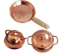 Mini Pots and Pans with a Kettle for 1:12 Dollhouse Kitchen Accessories Alloy Mini Kitchen Set Doll House Miniatures Items for Dollhouse Decorations..