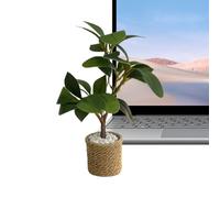 Mini Potted Plant - Miniature Fairy House Plants, Realistic Artificial Greenery with Tiny Potted Base, 1:6 Scale Miniature, Landscape Ornament, Mini Fake Plant Decoration, Green Leaves Model