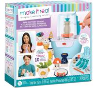 Make It Real: Mini Pottery Studio - 26 pcs DIY Pottery Kit, Mess Free Air Dry Clay, 10 Projects, Tweens, Girls & Kids Ages 8+