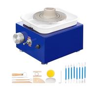 Mini Pottery Wheel 2 Turntables Ceramic Forming Machine Adjustable 0-300RPM Speed Detachable Basin Rotates Stable Smoothly
