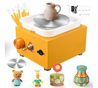Mini Pottery Wheel 2000RPM Electric Pottery Wheel with Removable ABS Basin and 6.5cm-10cm Turntable Fingertip Clay Wheel Adjustable Speed Clay Tool Machine for Art Craft Gift (Yellow)