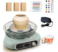 Mini Pottery Wheel, 4.7-inch Electric Rotating Ceramic Wheel with Foot Pedal & Detachable Turntable, Adjustable Speed Forward/Reverse Rotation Small Pottery Wheel with Includes 8 Shaping, for Kid