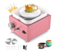 Mini Pottery Wheel, Couleeur 2000RPM & 10/6.5cm Turntable Electric Pottery Wheel, Adjustable Speed Pottery Wheel Kids with Shaping Tools for Children & Begainner DIY Shops, Pottery Teaching(Pink)