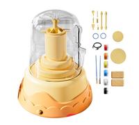 Mini Pottery Wheel,DIY Kids Pottery Wheel Kit with Protective Cover,Electric Pottery Wheel Ceramic Machine with Clay Paints/Shaping Tools,Adults Kids Pottery DIY Craft Toy Yellow
