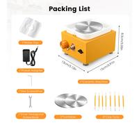 Mini Pottery Wheel, Electric Pottery Machine with 2 Turntable Plates 10/6.5cm, 2000RPM Adjustable Speed, Splash-Proof Basin & Tools for Beginners