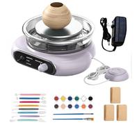 Mini Pottery Wheel Kit, 4.7 In Rotating Electric Pottery Wheel with 8 Plastic Tools & 3 Clay Sets, Adjustable Speed & Forward/Reverse Ceramic Making Machine for Adults, Kids and Beginners purple