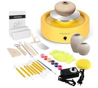 Mini Pottery Wheel Kit - 6" Pottery Wheel for Kids, Teens & Adults Beginners, 2 Lb Air Dry Clay & 18PCS Clay Tools Included, Crafts for Home DIY, Ceramic Work & Art Creatio (Yellow)