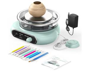 Mini Pottery Wheel Machine Kit, Electric Clay Wheel with Foot Pedal, Turntable Rotation Ceramic Adjustable Speed, Tiny Clay Spinner Tools for Ceramic Pottery Making, Pottery kit for Kids and Adults