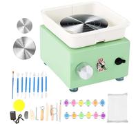 Mini Pottery Wheel, Stepless Speed Change 20W Motor, 0-300 RPM Adjustable Speed With three sizes of turntables 4.5/6.5/10cm, Removable Splash Tray Ceramic Making Kit, Craft Kits for Teenager