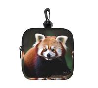 Mini Pouch with Carabiner, Neoprene Travel Makeup Bag with Zipper Tool Storage Pouch Animal Red Panda Coin Purse Portable Earbud Case Waterproof Card Holder Wallet for Women Men