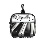 Mini Pouch with Carabiner, Neoprene Travel Makeup Bag with Zipper Tool Storage Pouch Piano Music Symbol Coin Purse Portable Earbud Case Waterproof Card Holder Wallet for Women Men