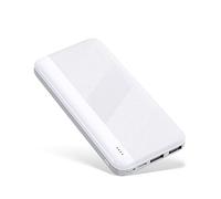 Mini Power Bank 10000mAh Dual 2.4A Outputs Portable Phone Charger Ultra Compact External Battery Pack with USB-C Input Compatible for iPhone Samsung Huawei Nintendo Switch and more (White)