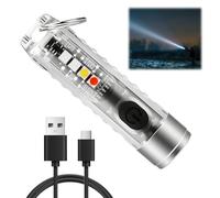 Mini Powerful Torch LED 400LM USB-C LED Rechargeable Pocket Keychain with UV Red Blue Light IP65 Waterproof 6 Modes Keyring Flashlight with Magnet for Night Camping Emergency Use [Energy Class A+++]