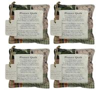 Mini Prayer Quilt with Cross Inside, Handmade Pocket Prayer Quilts with Cross Inside Vintage Pocket Scripture Quilts Sympathy Remembrance Christian Gifts for Friends and Family (4pcs-10cm)