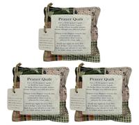 Mini Prayer Quilt with Cross Inside, Handmade Pocket Prayer Quilts with Cross Inside Vintage Pocket Scripture Quilts Sympathy Remembrance Christian Gifts for Friends and Family (3pcs-10cm)