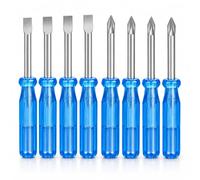 Mini Precision Screwdriver Set, 8 Metal Tools: 4 Flat, 4 Pointed | Front-loads the set identity and clearly states the included tool mix.