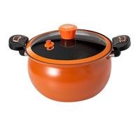 Mini Pressure Cooker, 8L Fast Heating Pressure Pot with Lock Handles, Non-stick Stockpot with See-Through Lid for Gas, Induction, Electric Stoves, Orange