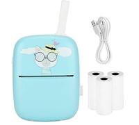 Mini Printer Hand Held Portable Pocket, Wrong Question Printer for Students, HD Smart Bluetooth Photo Printing Equipment with USB Cable and 3 Rolls Paper, Compact Design for Travel (Blue (with