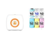 Mini Printer Portable Thermal Printer Photo Lable Printing Pocket Printer (Color : White add 6Color)