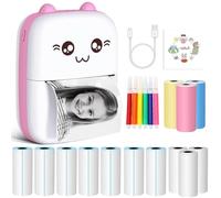 Mini Printer, Thermarote Sticker Printer, Phone Printer Compatible with Android and IOS, Portable Bluetooth Printer for Printing Photos, Sticky Notes, Lists (Includes 13 Rolls of Thermal Paper)